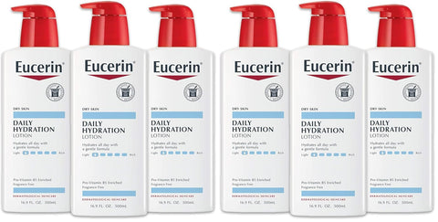 Eucerin Daily Hydration Body Lotion, Unscented Body Lotion for Sensitive Dry Skin, Holiday Gifts for Self Care, Pump Bottles,16.9 Fl Oz (Pack of 6)