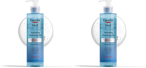 Eucerin Face Gentle Cleansing Hydrating Cleansing Gel,Daily Face Wash and Makeup Remover with Hyaluronic Acid,13.5 Fl Oz Bottle,(Pack of 2)